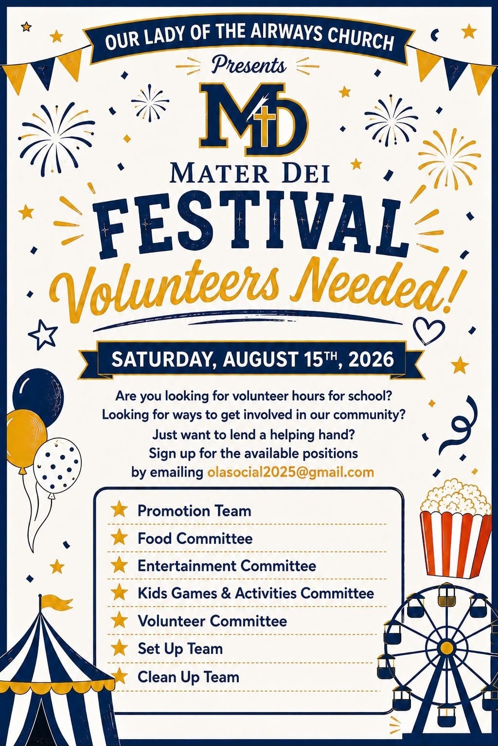 MATER DEI FESTIVAL VOLUNTEERS